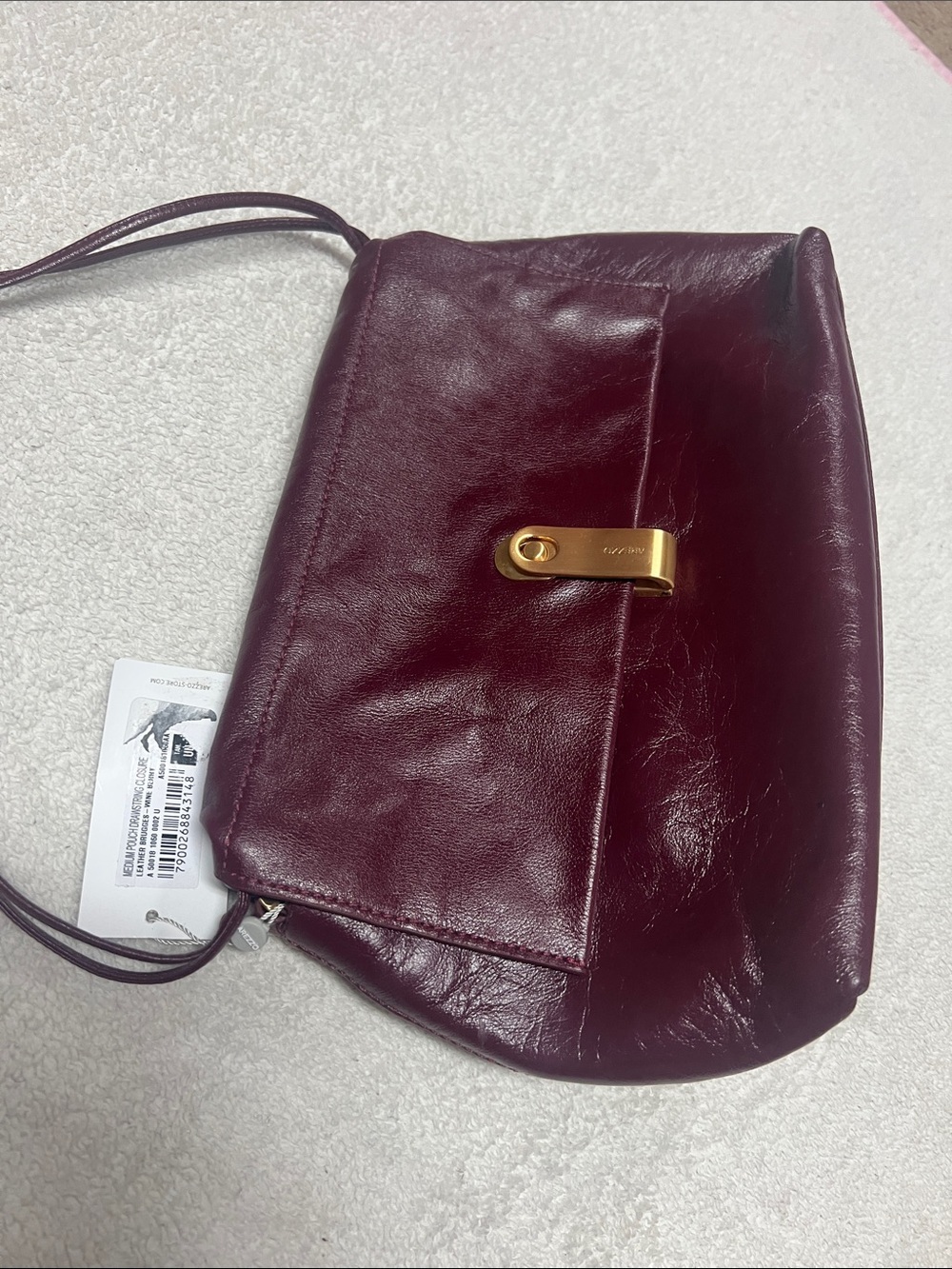Arezzo Nicole Large Leather Pouch Drawstring Closure - Picture 7 of 10